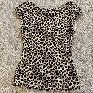 Leopard Print Backless Shirt